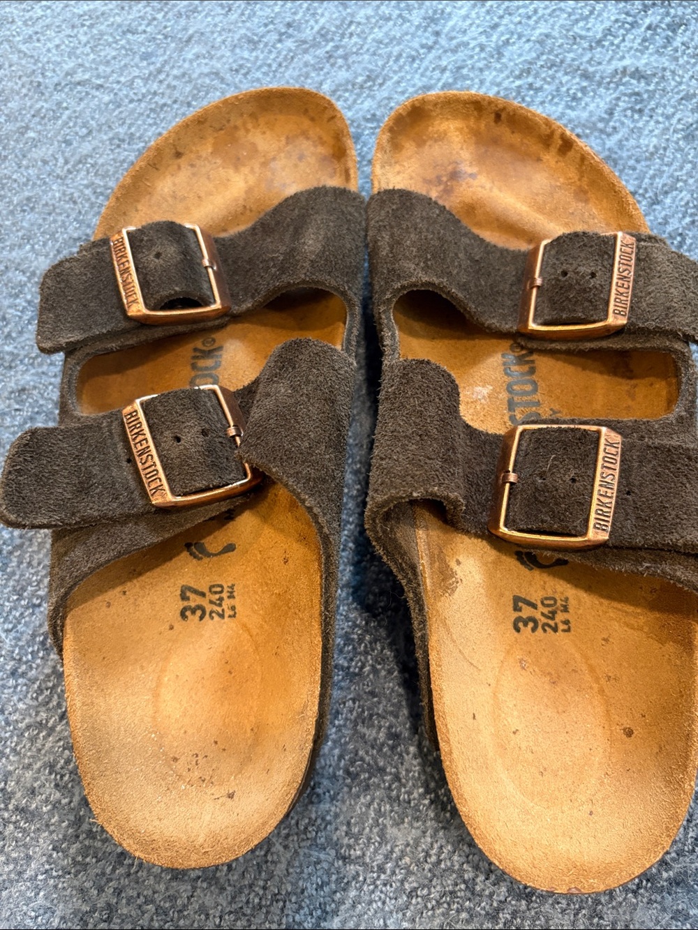 Birkenstock Brown Suede Two-Strap Sandals